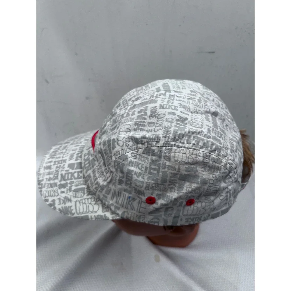 Nike 5-Panel Hat 4-6X White Grey Graffiti Logo Print Adjustable‎ Kids Cap